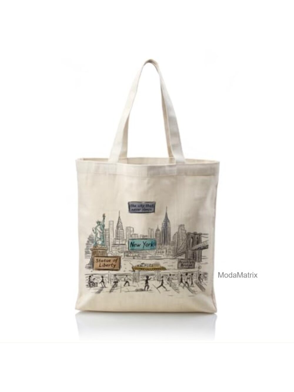 Canvas Tote Bag NYC City Artwork Double-Sided Print Reusable Shoulder Bag